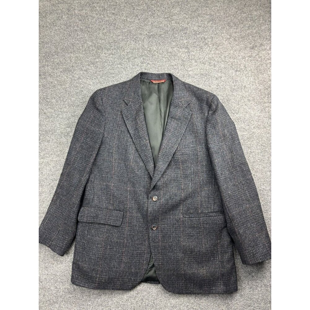 Vintage Nordstrom Wool Blazer Men's 44" Chest Dark Gray/Blue Tweed USA